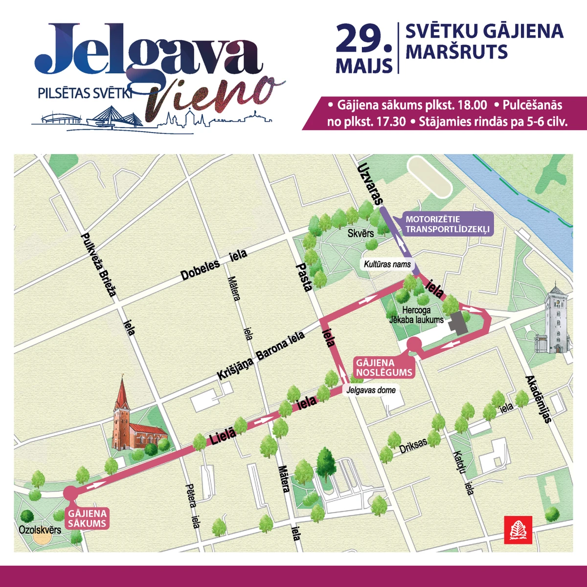 Jelgavas svētku gājiens: maršruts, tiešraide un satiksme
