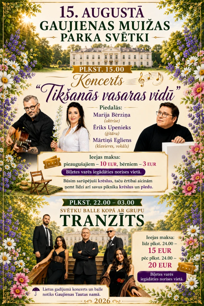 Gaujienas muižas parkā svinēs svētkus ar koncertu un balli